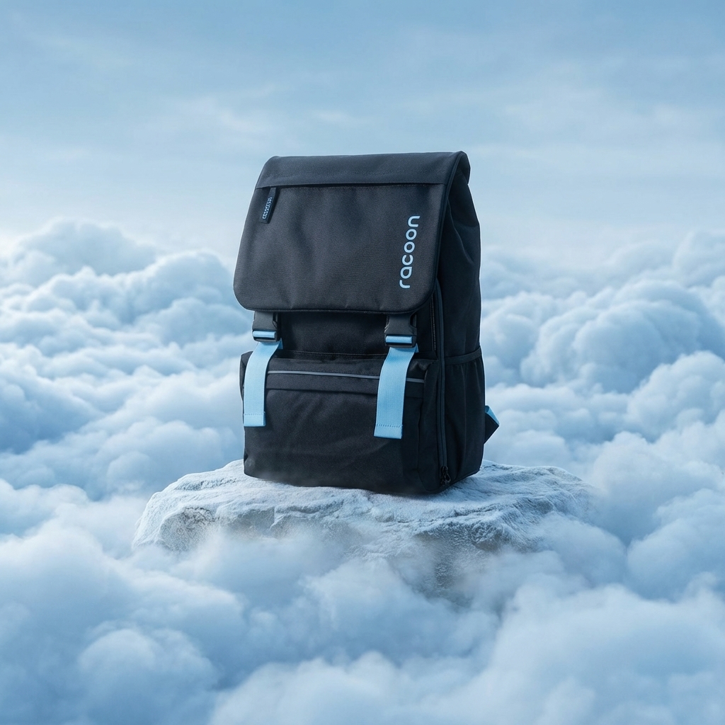 Rucksack, Backpack, Schwarz, Klettverschluss, Befestigungsmappen
