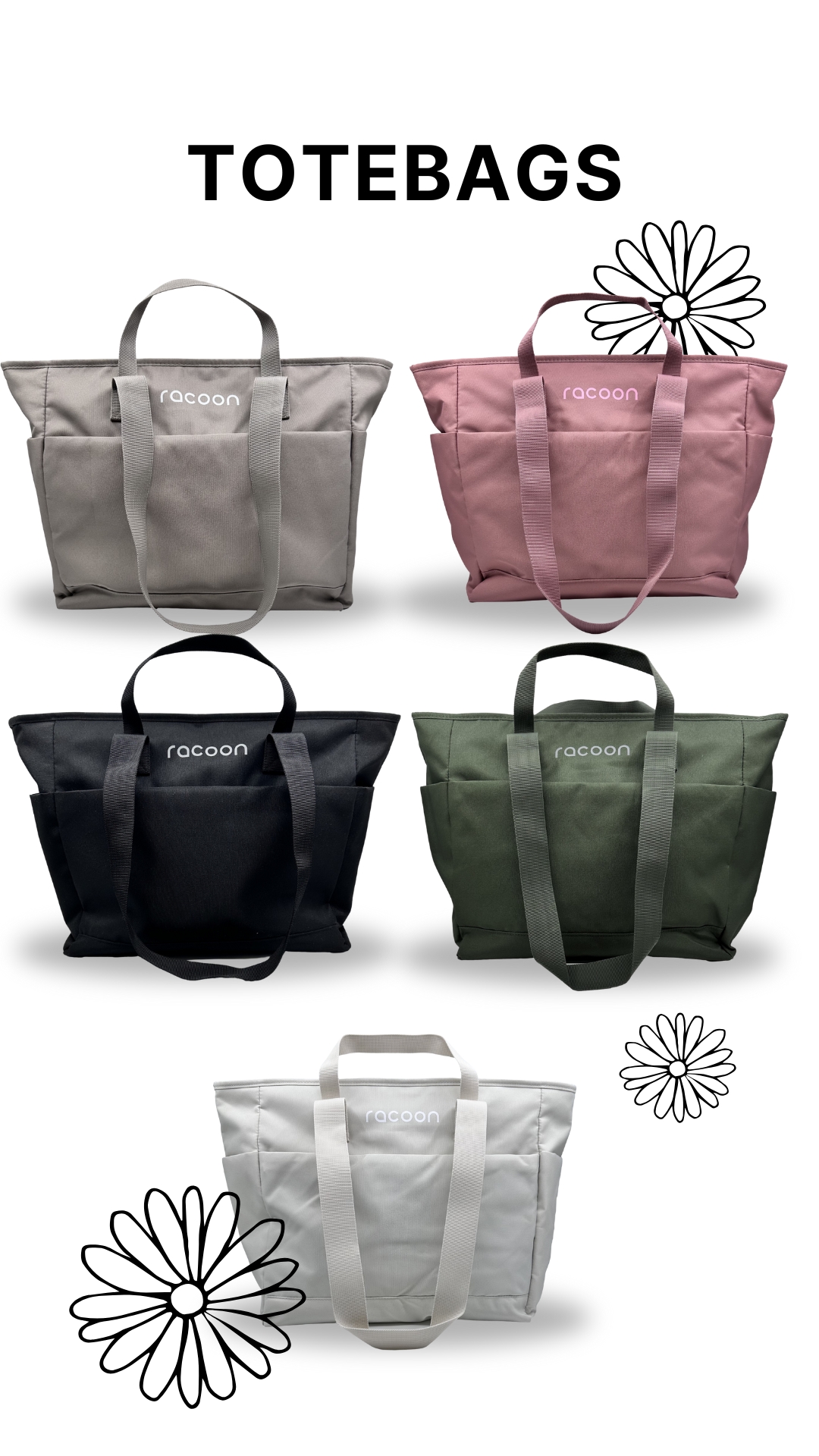racoon totebags