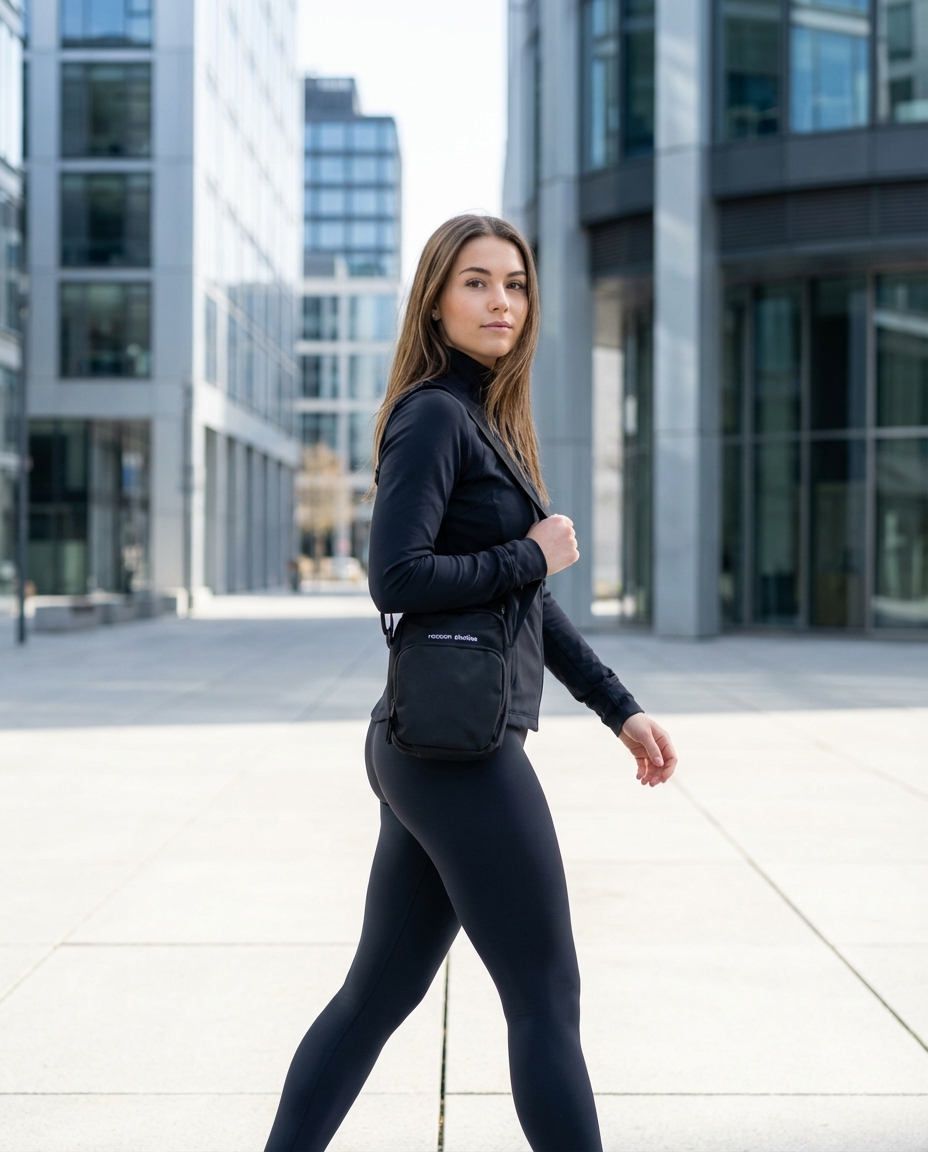 Umhängetasche, Mini-Tasche, Schwarze Tasche, Laufhose, Urban Outfit