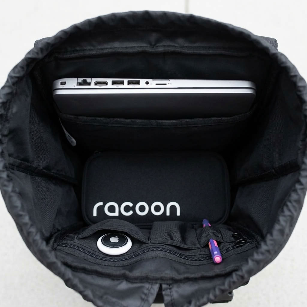 Rucksack, Laptop-Fach, USB-C Ports, Pouch, Racoon