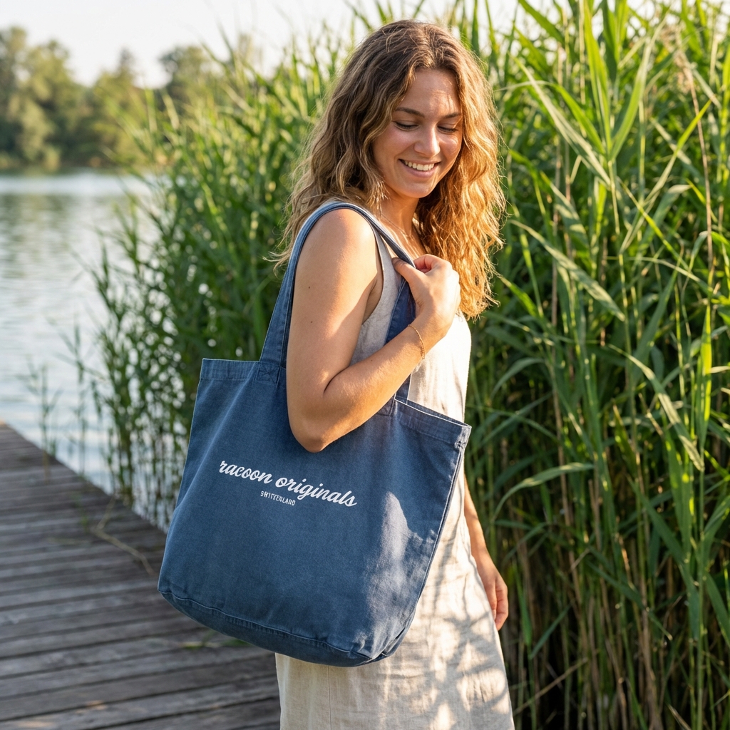racoon denim bag